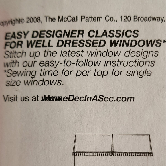 Custom window treatment "Home Dec in a Sec" McCalls sewing patterns #M5675, NEW! - Picture 7 of 14